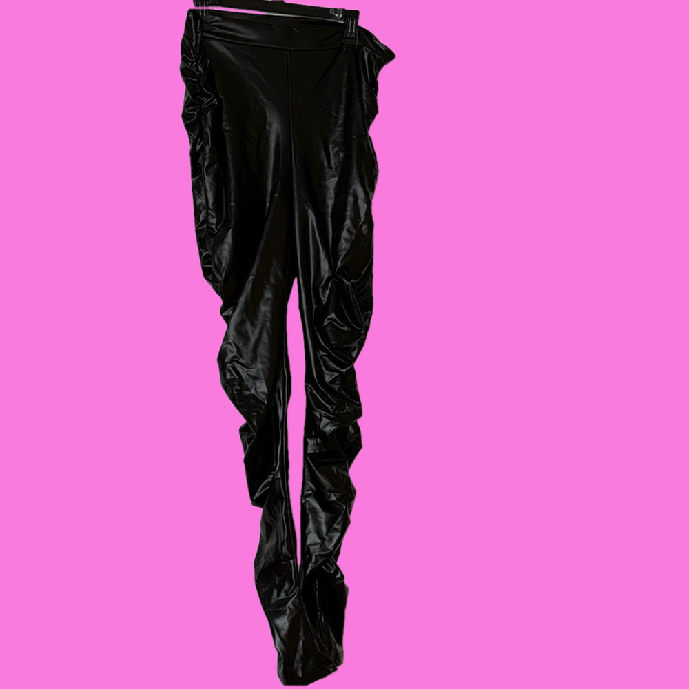 Black Ruched leg stretch Pants 3xl